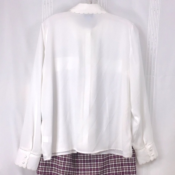🆕 CeCe Ivory Semi Sheer Crepe Chiffon Front Lined Back Unlined Long Sleeve - Picture 3 of 10